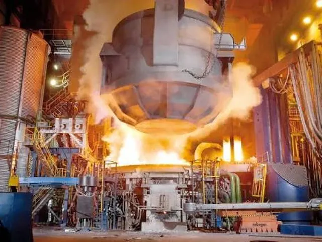 Electric Arc Furnace tapping molten steel