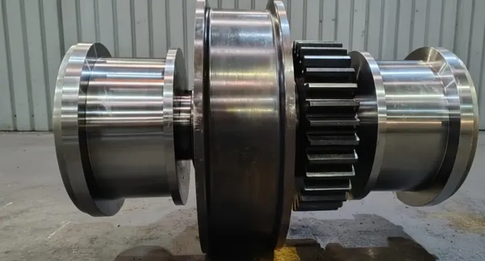 Geared roller shaft with pinion